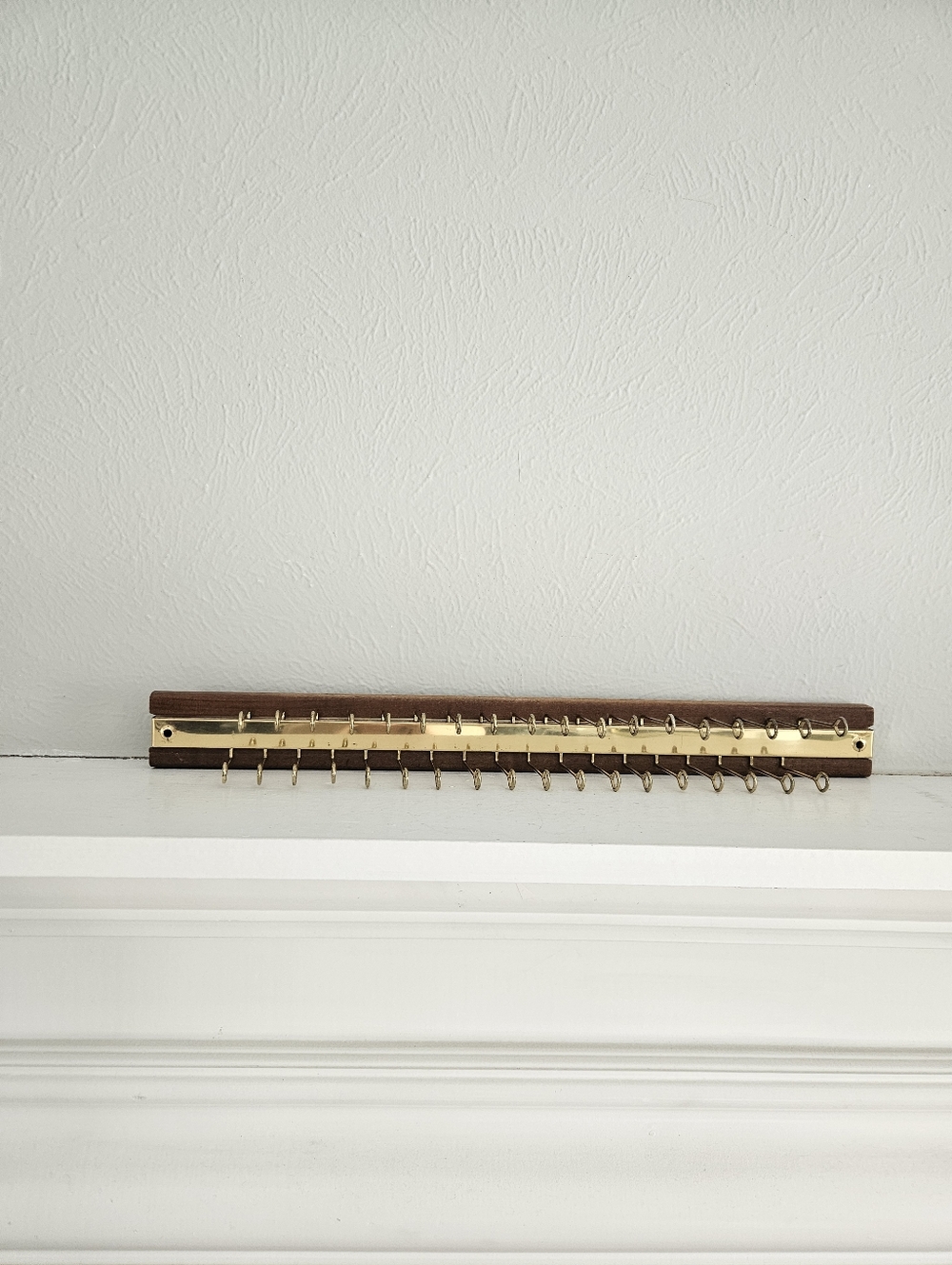 Vintage MCM Wood And Brass Belt/Tie Wall Mounted Rack Holder - Picture 5 of 6